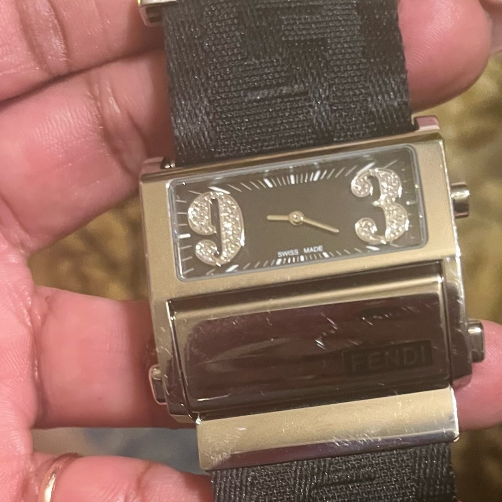 Fendi Ff Monogram Zucca Crystal Zip Code Watch - image 2